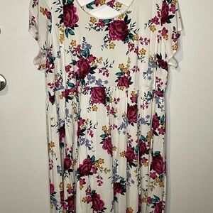 Torrid Cream Floral Midi Dress
